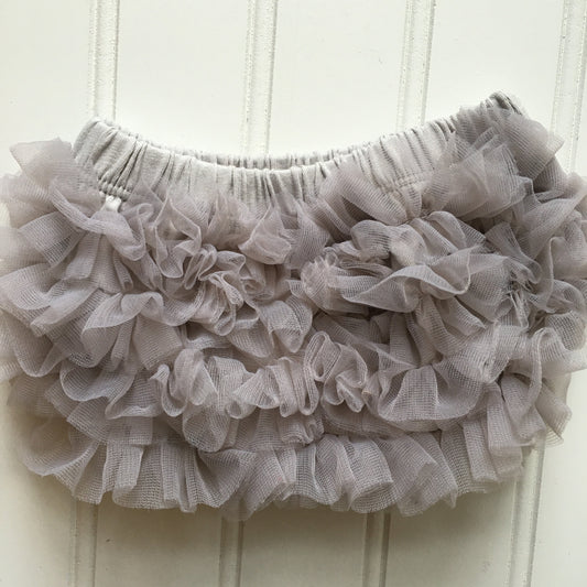 Gray Short Sheer Ruffled Baby Bloomer