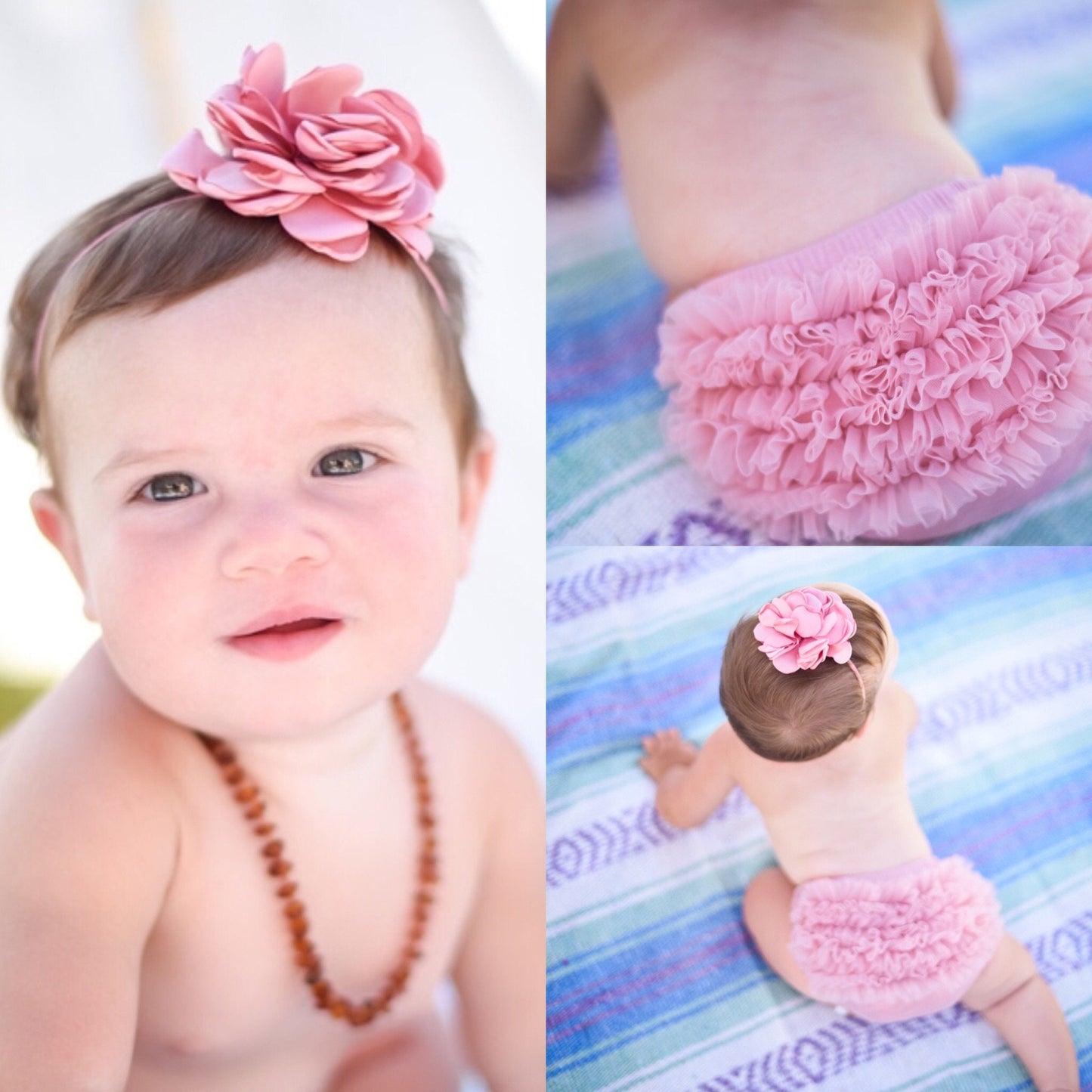 Pink Mauve Short Sheer Ruffled Baby Bloomer