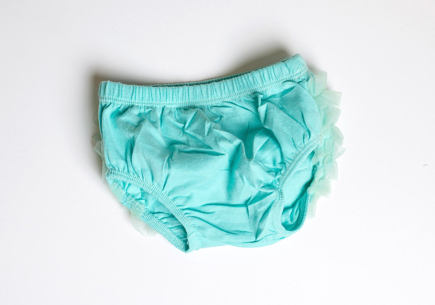 Blue Green Short Sheer Ruffled Baby Bloomer - Aqua Blue