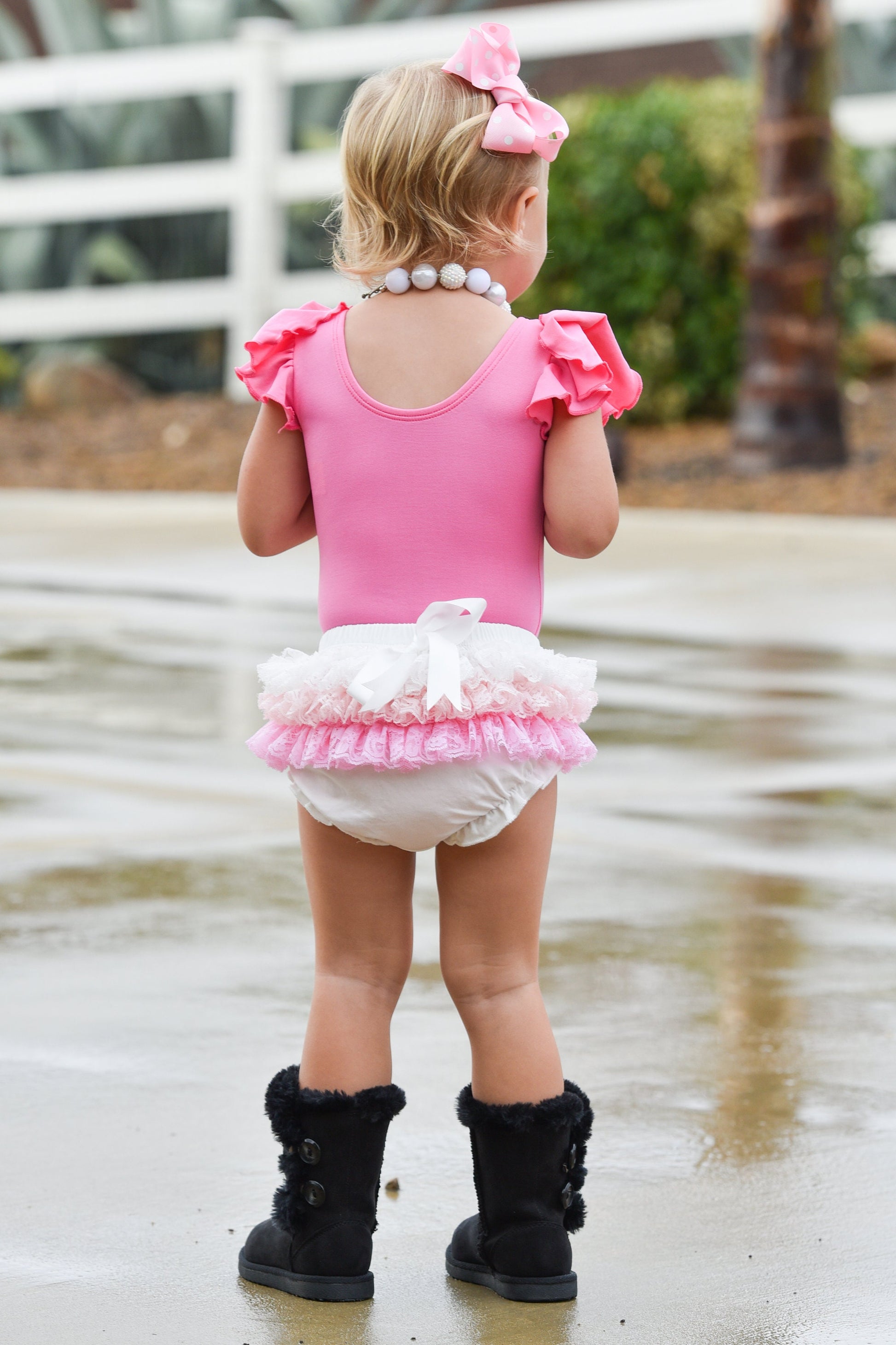 Pink and White Cupcake Layer Lace Tutu Bloomer All Around Ruffled Bloomer